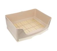 TOGEVAL Bac Litière Lapin Grand Modèle avec Tiroir Toilette Animaux Antidérapant et Portable Entraîneur de Pot pour Cochons et Chinchillas Beige