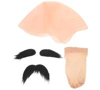 TOGEVAL Bald Cap Costume Set avec Faux Barbe et Bonnet Perruque Coiffe Théâtre Réutilisable pour Hommes Femmes Adolescents Confortable et Sécurisé pour Halloween Cosplay Fête