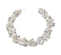 TOGEVAL Bandeau de Perles Argenté en Alliage Délicat pour Femmes et Filles, Accessoires pour Cheveux de Mariage, Ornement Élégant pour Défilés de Mode et Anniversaires