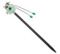 TOGEVAL Bâtonnets à Cheveux En Bois Vintage Pompon Fleuri Pour Femmes Taille Moyenne Accessoires Cheveux Courts Style Chinois Porté Au Quotidien