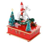 TOGEVAL Boîte à Musique en Bois Cheval à Bascule Noël Décoration de Bureau et Chambre pour Garçon et Filles Présent Musical de Noël Décor de Boîte à Musique Festive Élément Décoratif