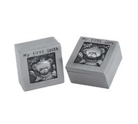 TOGEVAL Boîte Commémorative pour Dents de Lait Bébé, Métal Sculpté Ours, Petite Boîte Carrée, Rangement Souvenirs Naissance, Coffret Précieux Conception Garçon et Filles,
