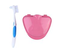 TOGEVAL Boîte de Rangement Dentaire avec Brosse et Filtre Étui pour Prothèse Dentier Portable Fermeture Facile Nettoyage Sûr et Stockage Hygiénique des Dentiers Couleur Couleur