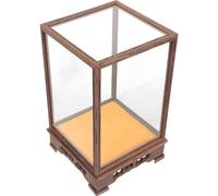 TOGEVAL Boîte en Bois Couvercle en Verre Couverture en Bois Massif Antique Statue De Bouddha Wenwan Artisanat Décoration Cage Au Trésor Fait À La Main Boîte D'Affichage Transparente