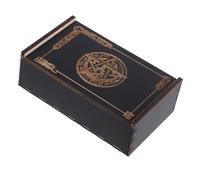 TOGEVAL Boîte Rangement Bois Pentagramme Unique pour Cartes Tarot Bijoux Coffret Solide Multifonction Décor Mystique pour Collectionneurs
