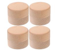 TOGEVAL Boîte Ronde en Bois de Hêtre 4pcs pour Souvenirs et Bagues, Design Sécurisé Anti-poussière et Humidité, pour Anniversaires et Présents Uniques