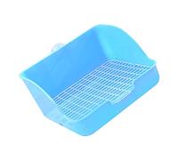 TOGEVAL Boîte Toilettes pour Hamsters Cage à Lapin Salle De Bains Foins Cochon Tapis Mangeoire Poubelle Chien Pipi Réutilisable Cages Friandises Mâcher Casier Pellets Blue Plastique