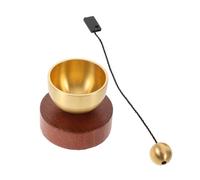 TOGEVAL Bol Chantant Tibétain en Laiton Pur avec Maillet en Bois, Mini Ensemble Portable pour Yoga et Contemplation, Finition Noyer, Instrument de Relaxation et Pleine Conscience,