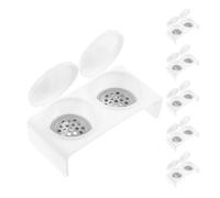 TOGEVAL Bol de Nettoyage Double Compartiment pour Pinceaux de Nail Art en Acrylique avec Couvercles, Gobelet Nettoyant Compact 6 Pièces, Accessoire Hygiénique pour Outils de