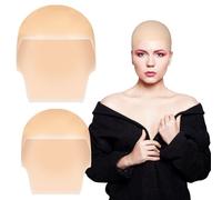 TOGEVAL Bonnet Chauve en Latex Beige 2 Pièces, Finition Soignée, Taille Unique Adulte et Garçon et Filles, Accessoire pour Costumes Halloween et Fêtes Déguisées