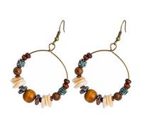 TOGEVAL Boucles D’oreilles Créoles Bohèmes Perlées pour Femmes, Grandes Boucles D’oreilles Pendantes Vintage Couleur Cuivre Antique, Légères et Compactes, Bijoux Fantaisie Mode Été