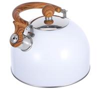 TOGEVAL Bouilloire à Sifflet Blanche 2,5 L Poignée Pliable Anti-brûlure, Compatible Plaques Gaz et Induction, Bouilloire Domestique Bouillir de L'eau, Récipient Cuisine Pratique