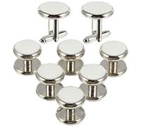 TOGEVAL Boutons de Manchette en Cuivre Blanc Ensemble de 8 Ronds Style Français Élégants et Résistants à la Décoloration Finition Goutte D'huile, Élégants et Résistants la Décoloration pour Homme