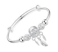 TOGEVAL Bracelet Attrape-rêves Réglable en Fil Métallique Extensible Breloques Plume et Perles, Style Punk, Bijou Ajustable pour Femme, Charme Amulette, Accessoire