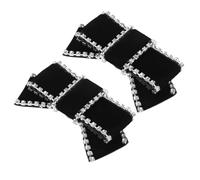 TOGEVAL Breloques de Chaussures à Nœud en Velours Noir Cristaux Clips Décoratifs Amovibles pour Talons et Sandales Accessoires Élégants pour Femmes et Mariages Paire de Bijoux de