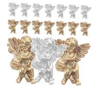 TOGEVAL Breloques pour Ongles Anges 80 Pièces 3d Résine Argenté et Or Décorations Manucure Femmes Festive Fête Anniversaire