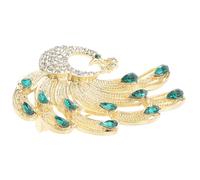 TOGEVAL Broche Paon Strassée pour Femmes Épingle Sécurisée Bijou Fantaisie Vert Motif Oiseau Mythique Accessoire Chic pour Robe Élégante et Mariage Broches et Épingles Décoratives