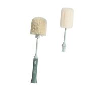 TOGEVAL Brosse de Nettoyage pour Tasse Manche Long Amovible 1 Pièce 2 Têtes de Brosse Plastique PP et Flock Couleur Vert Foncé pour Biberons Bouteilles et Usage Domestique