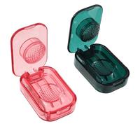 TOGEVAL Broyeur de Remède pour Animaux Portable 2 Pièces, Coupe-comprimés Réglable et Pilulier Compact, Compartiments Séparés pour Petites Doses, Boîte à Remède Rose et Verte,