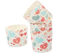 TOGEVAL Caissettes à Cupcakes Jetables en Papier et Pe Résistantes à Haute Température, Motif Cœur Moyen, Lot de 100 Pièces pour Pâtisserie Quotidienne et Fêtes Décoratives