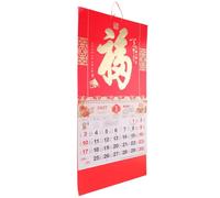 TOGEVAL Calendrier Mural de L'année 2027 du Zodiaque Chinois Chèvre, Papier Rouge, Pliage Six Volets, Décoration Feng Shui pour Maison et Bureau