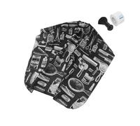 TOGEVAL Cape de Coiffeur Imperméable Blanche 1 Pièce avec Bavoir Papier Noir et Plumeau de Nettoyage, Ensemble D’accessoires de Coiffure Professionnel pour Salon et Usage Domestique,