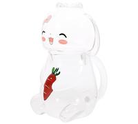 TOGEVAL Carafe à Eau en Verre Borosilicate 400 Ml avec Tasse Assortie en Verre Décor Lapin Kit Carafe et Gobelet pour Chambre Table de Chevet Usage Maison et Boissons Froides