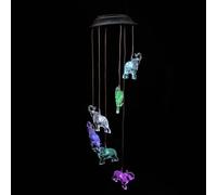TOGEVAL Carillon Éolien Solaire Éléphant LED Décoratif pour Jardin Extérieur Lampe Suspendue Économe Énergie Lumière Ambiance Romantique et Créative