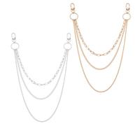 TOGEVAL Chaîne De Taille En Métal Multicouches Rétro, Ceinture Corps Femme 2 Pièces Dorée Et Argentée, Accessoire De Fête Et Robe, Ceinture Chaîne Géométrique Ajustable Pour Soirée