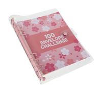 TOGEVAL Classeur de Défis D’Épargne 100 Jours A5 Rose Clair avec Enveloppes Budgétaires Transparentes Carnet D’Économies pour Gestion Financière Quotidienne et Challenge D’Épargne