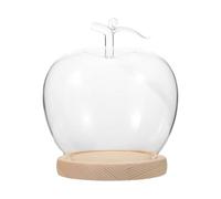TOGEVAL Cloche en Verre Grosse Taille avec Socle en Bois Naturel, Dôme Décoratif Protecteur pour Objets D’Art, Bocal Décoratif Transparent pour Présentation et Protection, Accessoire Déco