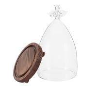 TOGEVAL Cloche en Verre Transparent Grand Format avec Base en Bois Vintage, Dôme D’Exposition pour Fleurs Stabilisées sous Verre, Décoration Intérieure Antipooussière pour Micro-paysages