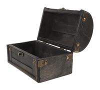 TOGEVAL Coffret à Bijoux en Bois Vieilli Gris Petit Rangement avec Couvercle Hermétique Boîte de Rangement Décorative Rétro pour Bagues et Boucles D’Oreilles Coffret Pirate pour