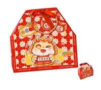 TOGEVAL Coffret Présent Friandises Nouvel An 2024 Grosse Boîte Rigide Dorée Motif Dragon Ruban Emballage Festif Boîte à Biscuits Papier Usage Familial Fête Saisonnière