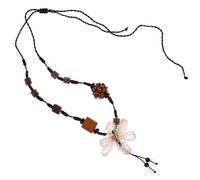 TOGEVAL Collier Bohème Ras-du-cou En Bois Tressé, Pendentif Fleur Vintage Turquoise, Bijoux Hippies Femme Pour Été Et Vacances, Design Léger Et Naturel, Accessoire Bohémien