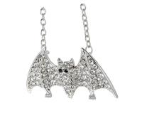 TOGEVAL Collier Chauve-Souris Halloween Femme Pendentif Argenté Brillant Bijou Unique Accessoire Fête Costume Présent Original pour Fille 1 Pièce