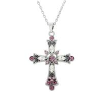 TOGEVAL Collier Croix Bohème Pendentif Cristaux Colorés en Alliage Collier de Foi pour Femmes et Adolescentes Adaptés aux Tenues Décontractées