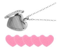 TOGEVAL Collier Pendentif Diffuseur D'arômes en Acier Inoxydable 30 Mm Forme Cœur Ajouré, Collier Aromathérapie Coton Absorbant, Bijou Féminin Élégant pour Présent Couleur Aléatoire