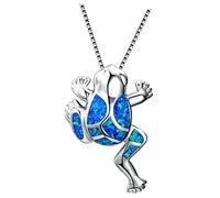 TOGEVAL Collier Pendentif Grenouille Femme Collier Créatif En Acier Inoxydable Accessoire Humoristique De Cou Pour Fête Des Mères Bleu Élégant Et Solide