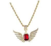 TOGEVAL Collier Pendentif Rouge Géométrique Ailes Chaîne de Pull Femme Bijoux Créatifs Vintage Accessoire pour Soirée Fête Plage Présent Élégant