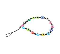 TOGEVAL Cordon pour Téléphone Portable à Lanière Œil du Mal Perles Noires, Pendentif Décoratif, Cordelette Légère Compatible Coques, Accessoire Suspendu Multifonction, Dragonne Design
