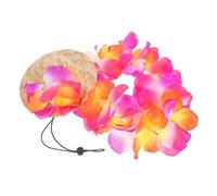 TOGEVAL Costume Hawaïen pour Chiens et Chapeau Guirlande Rouge Vêtements Thématiques pour Animaux Accessoires pour et Photographies