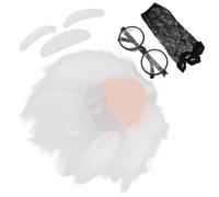 TOGEVAL Costume Scientifique avec Perruque Synthétique Blanche Moustache et Sourcils pour Cosplay Halloween Fête