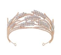 TOGEVAL Couronne de Mariée Baroque Dorée Accessoire de Coiffure Cérémonie pour Femme Diadème Léger et Délicat pour Mariage Banquet et Fête Tiare Élégante pour Robe de Mariée