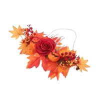 TOGEVAL Couronne D'érable Citrouille Décor Suspendu pour Jour De Thanksgiving Couronne D'érable Artificielle d'automne pour Porte D'entrée Orange Plastique