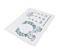 TOGEVAL Couverture Photographique Mensuelle pour Bébé 100x85 Cm en Flanelle Douce Verte Motif Éléphant et Feuilles, Fond Photo Lavable Réutilisable pour Photographie -né et Présent