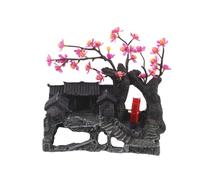 TOGEVAL Décoration Aquarium Résine Mini Chalet Naturel Rocaille et Bonsaï Miniature, Décor d'Aquarium Domestique sans Entretien pour Aménagement Paysager, Accessoires Aquarium pour