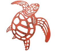 TOGEVAL Décoration Murale Extérieure en Fer Forgé de Tortue, Ornement Mural Artisanal Marron, pour Jardin, Patio et Salon, à Suspendre Murale Décorative Compacte et Résistante