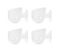 TOGEVAL Distributeur De Nourriture pour Aquarium 4 Pièces en Acrylique Transparent Ventouse, Gobelets Compacts pour Alimentation Rouges, Accessoires pour Poissons Et Plantes Aquatiques