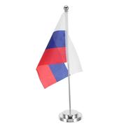 TOGEVAL Drapeau de Table Russe Polyester 15 X 22 Cm Hampe et Socle Stable, Petit Drapeau de Bureau pour Décoration Festive, Célébrations et Événements Culturels Russes